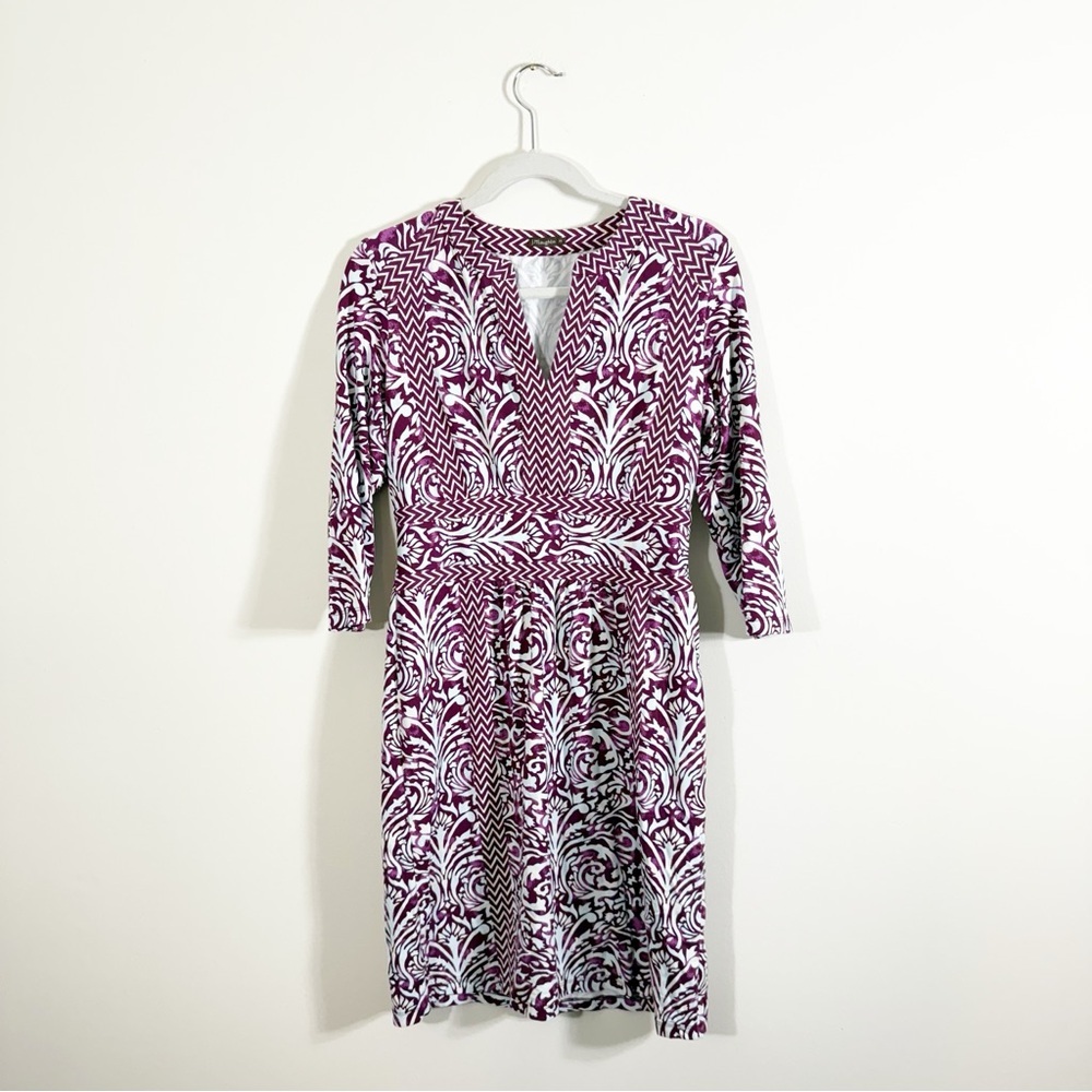 J. McLaughlin Lola Dress Muirfield Purple Light Blue Medium Catalina Cloth - Picture 2 of 6